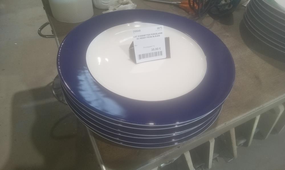 LOT D'ASSIETTES PORCELAINE DU RESSY FRISE BLEUES