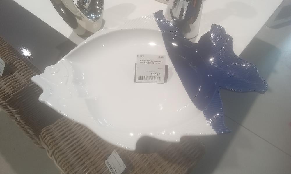 PLAT CERAMIQUE DECOR POISSON GM  ARD TIME