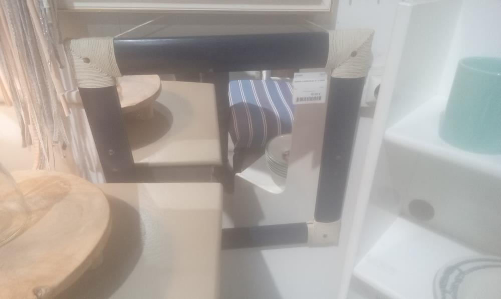 MIROIR CADRE BLEU ET CORDE