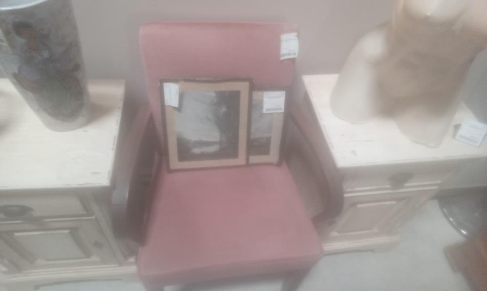 FAUTEUIL TISSUS ROSE ANNEE 50