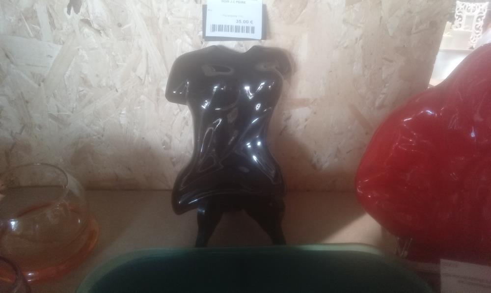 BUSTE CERAMIQUE VERNISSE NOIR J.C PEIRE