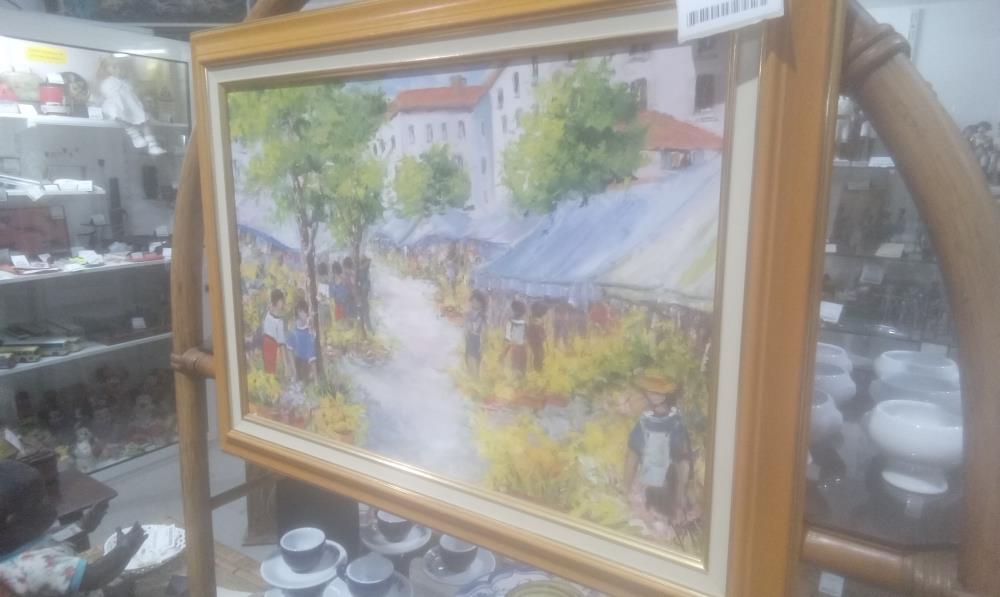 TABLEAU HSP SCENE DE VILLAGE CADRE JAUNE SBD JOSYNE