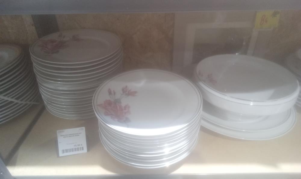 SERVICE CERAMIQUE ART DECO DECOR ROSE