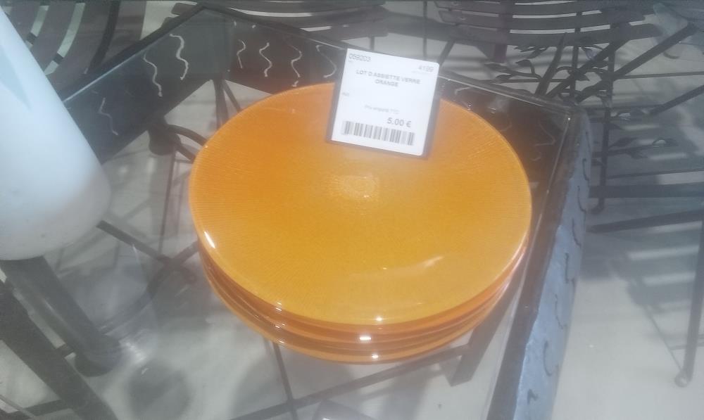 LOT D ASSIETTE VERRE ORANGE