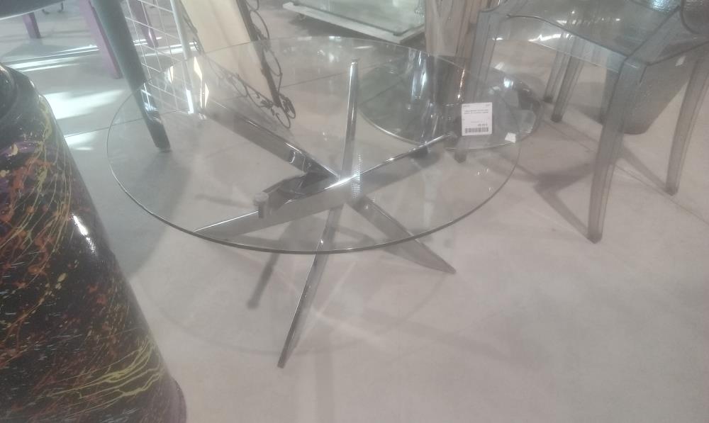 TABLE BASSE DESIGN PIED METAL ET PLATEAU VERRE