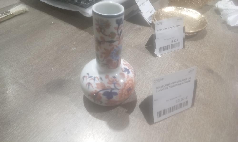 SOLIFLORE PORCELAINE DE LIMOGES DECOR ASIATIQUE