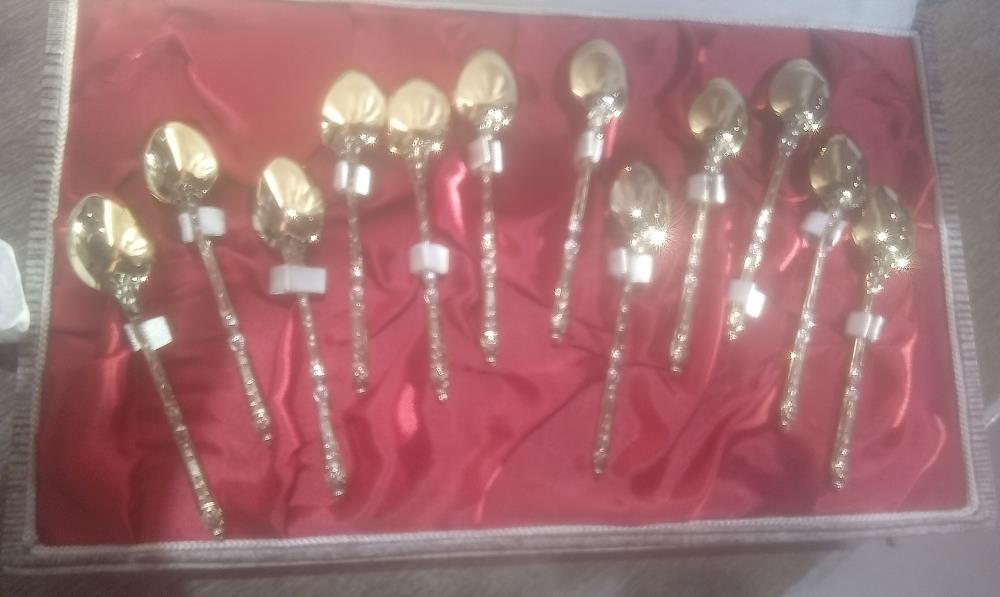 LOT DE 12 CUILLERES A CAFE DOREES ACVEC ECRIN