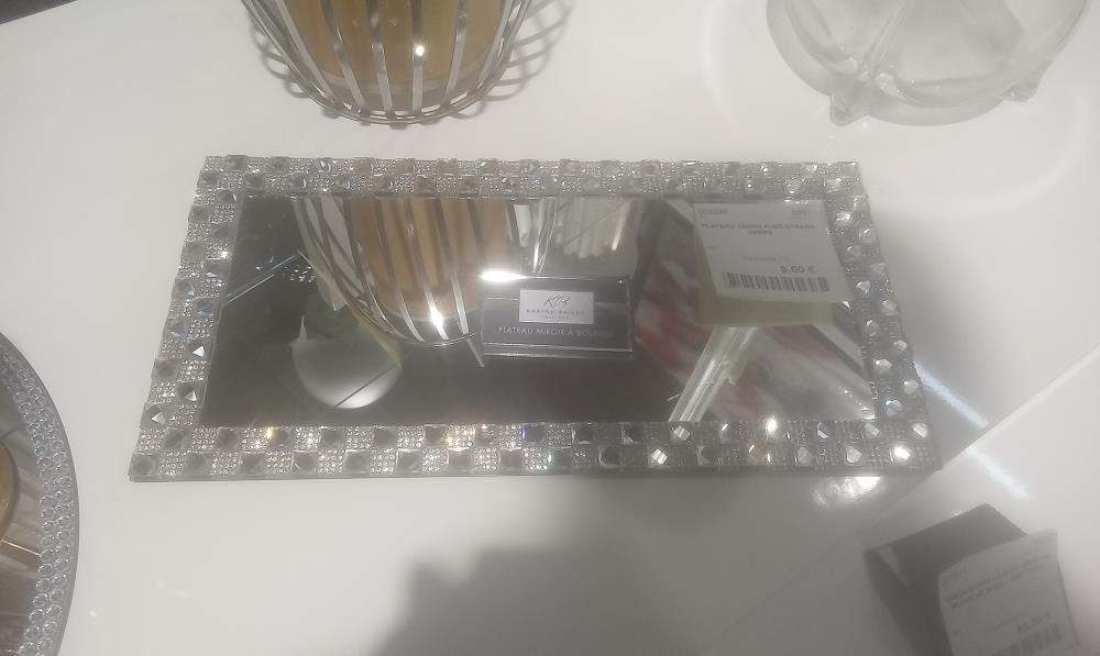 PLATEAU VERRE AVEC STRASS VERRE