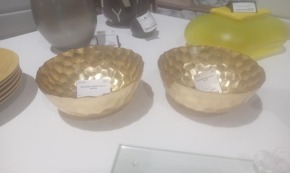 SALADIER VERRE DORE E DESIGN
