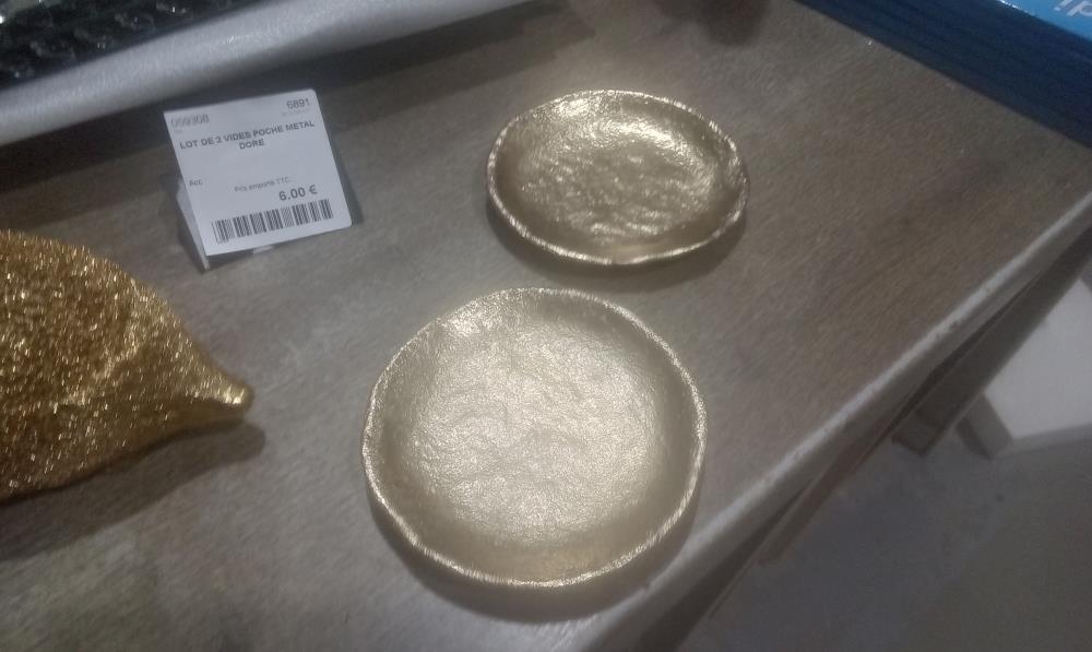 LOT DE 2 VIDES POCHE METAL DORE