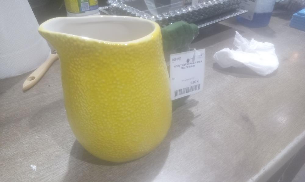 PICHET CERAMIQUE 1 ANSE DECOR FRUIT