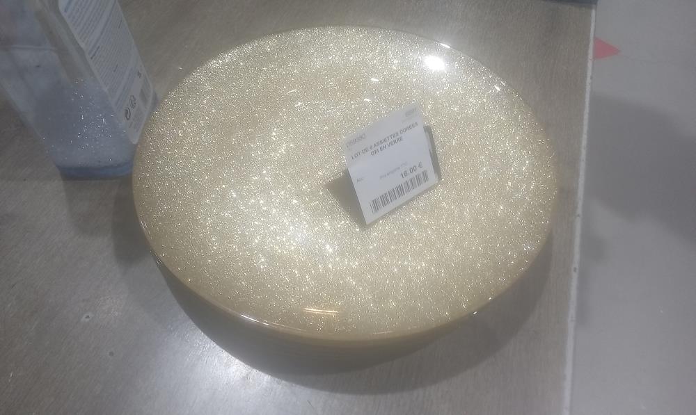 LOT DE 6 ASSIETTES DOREES GM EN VERRE