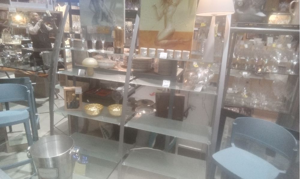 ETAGERE VERRE ET METAL DESIGN EN L'ETAT