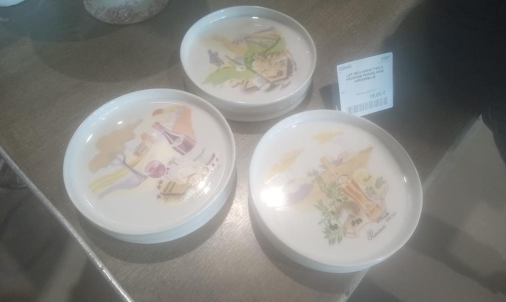 LOT DE 6 ASSIETTES A FROMAGE PORCELAINE HIRONDELLE