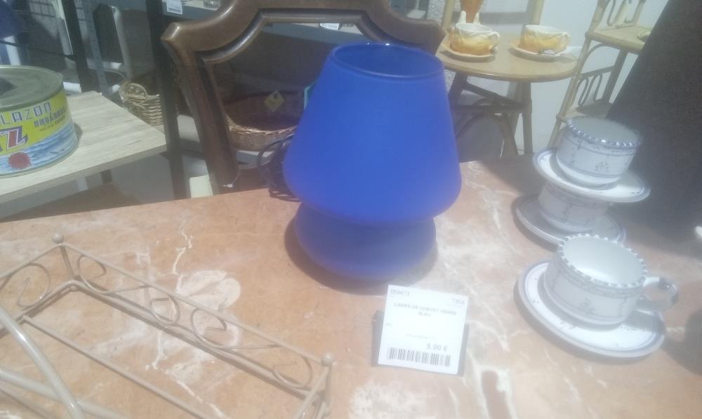 LAMPE DE CHEVET VERRE BLEU 