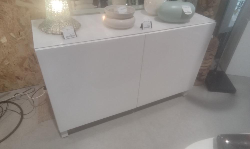 BUFFET BAS LAQUE 2 PORTES+PLATEAU VERRE