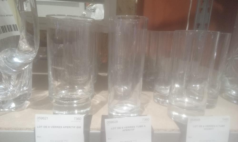 LOT DE 6 VERRES TUBE A APERITIF