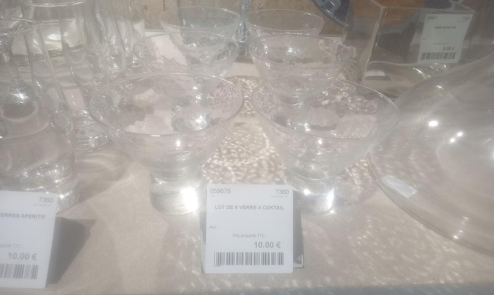 LOT DE 6 VERRE A COKTAIL