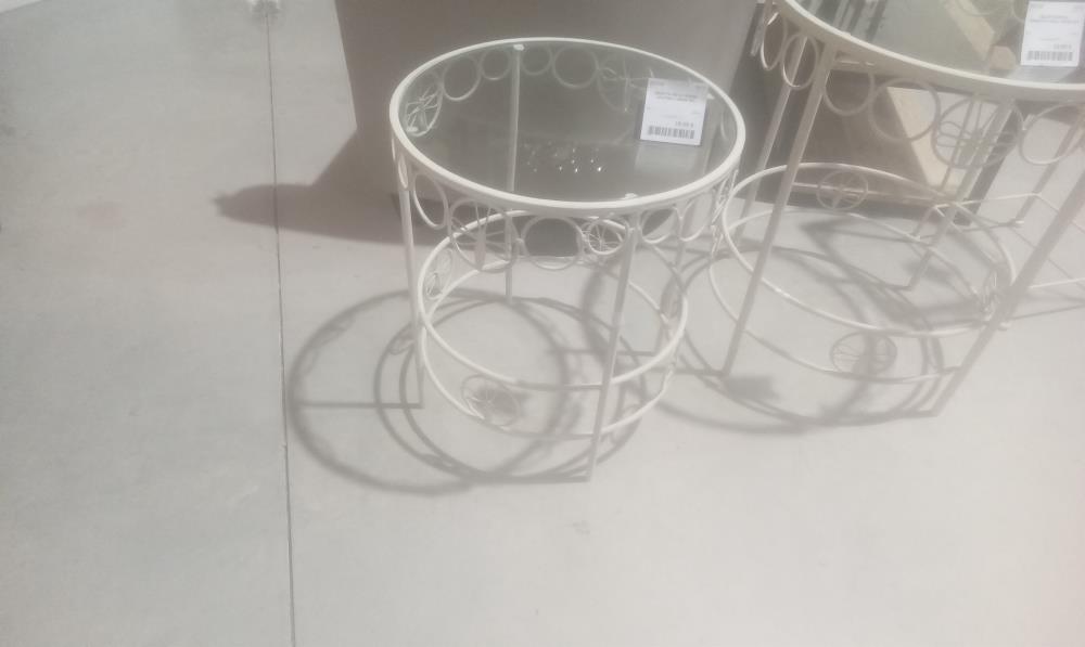 SELETTE METAL RONDE +PLATEAU VERRE PM