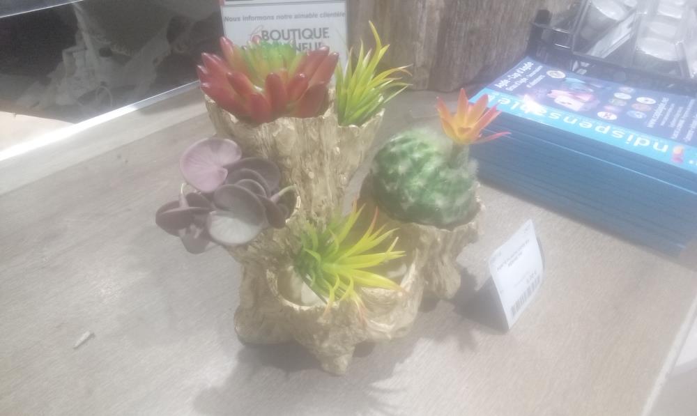 PORTE PLANTE DORE EN RESINE PM