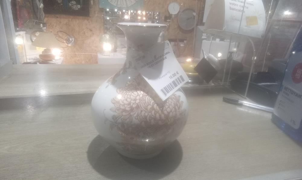 VASE BOULE DECOR FLORAL PM EN CERAMIQUE