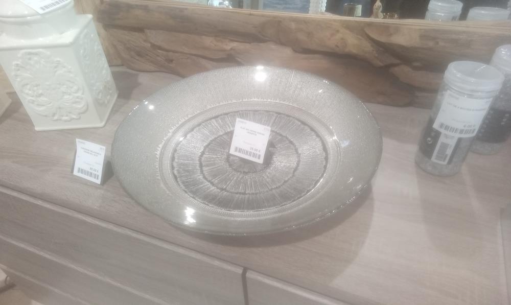 PLAT GM VERRE DESIGN ARGENTE