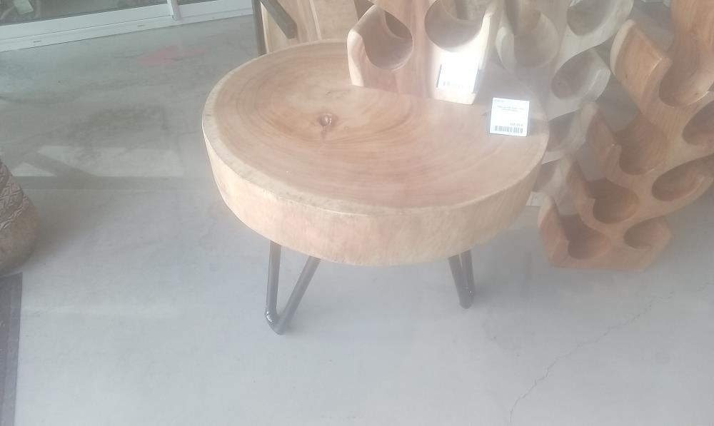 TABLE BASSE SUAR +PIED TRIPODE METAL