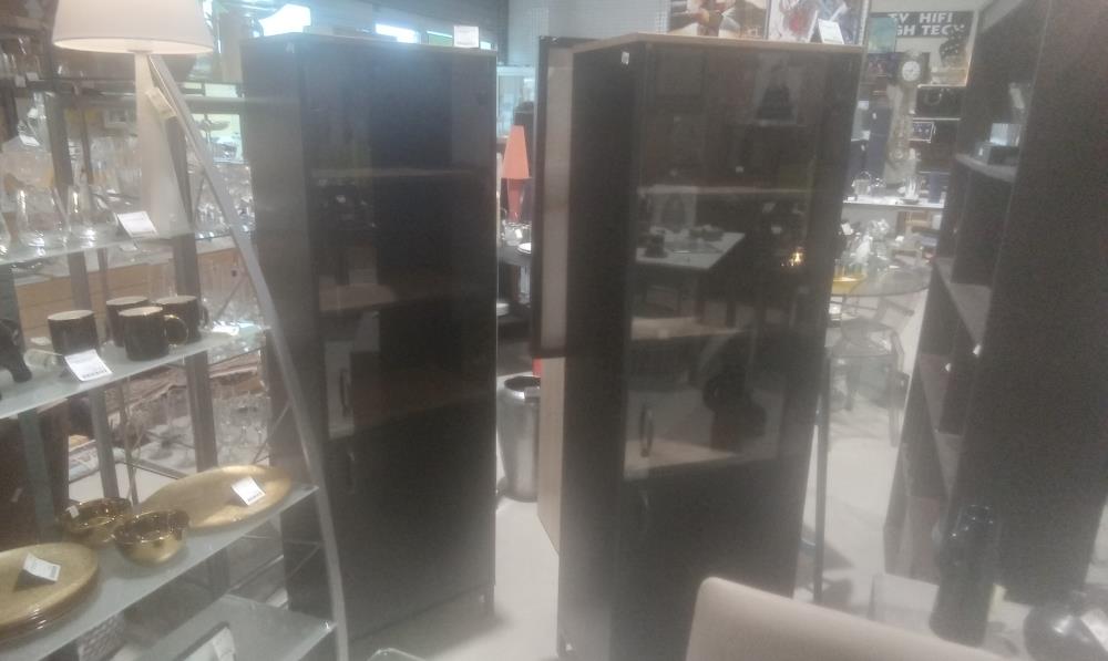 VITRINE MELAMINEE NOIRE 2 PORTES