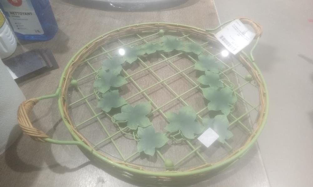 PLATEAU A FROMAGE METAL AJOURE ET PLATEAU VERRE GM