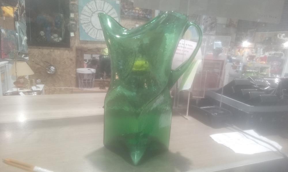 CARAFE EN VERRE VERTE 1 ANSE