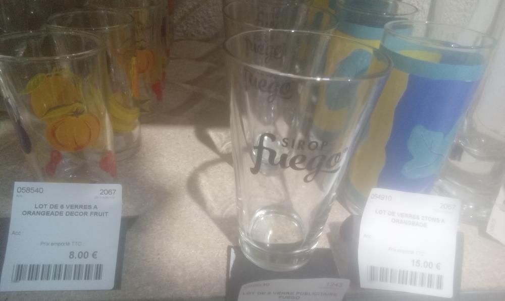 LOT DE 6 VERRE PUBLICITAIRE FUEGO