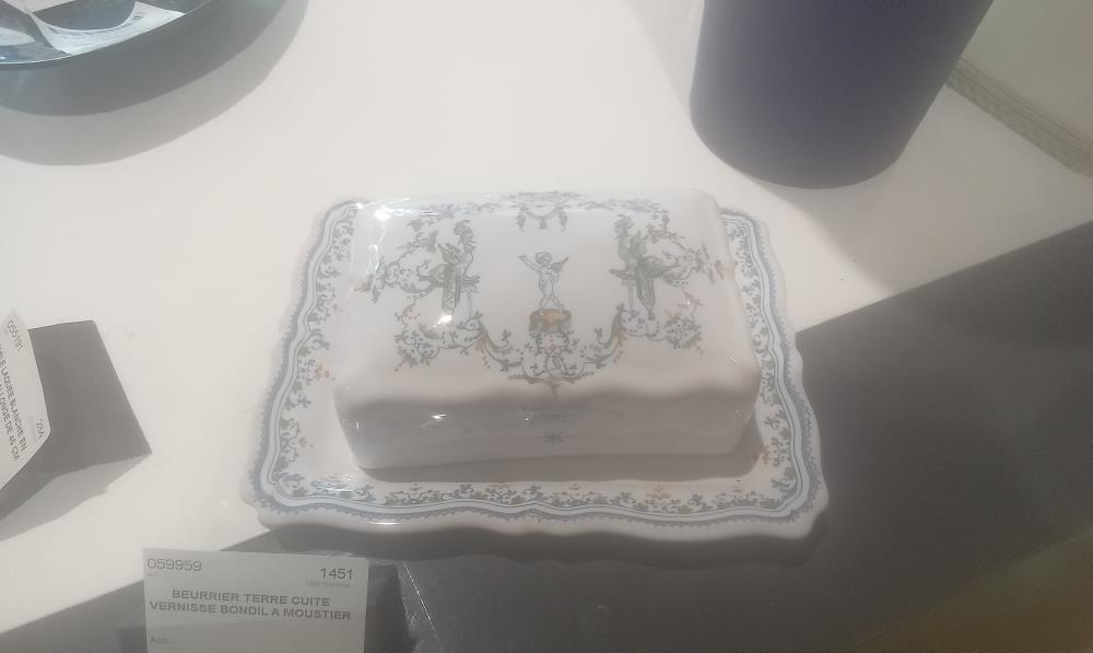 BEURRIER TERRE CUITE VERNISSE BONDIL A MOUSTIER