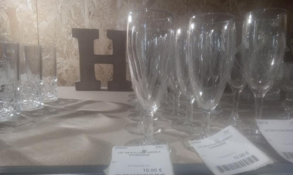 LOT DE 6 FLUTES VERRE A CHAMPAGNE