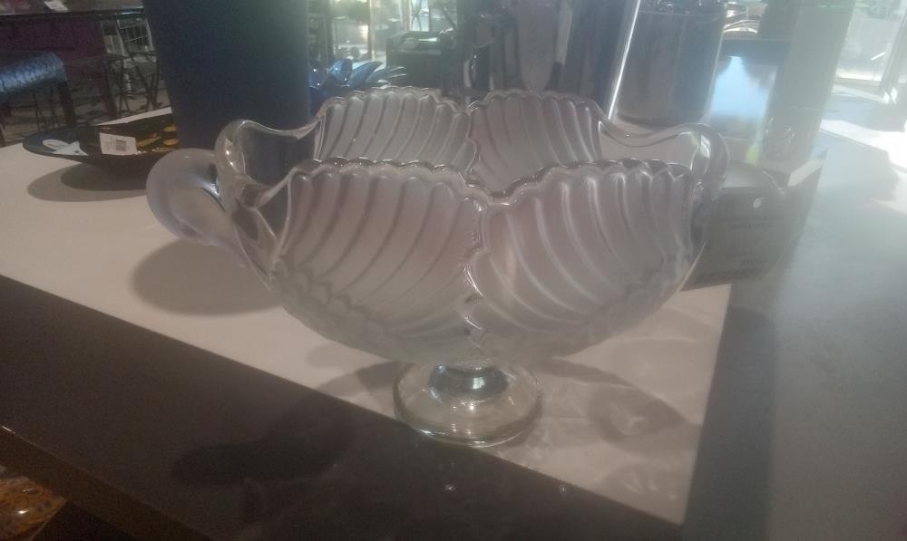 CENTRE DE TABLE VERRE 2ANSES CYGNE