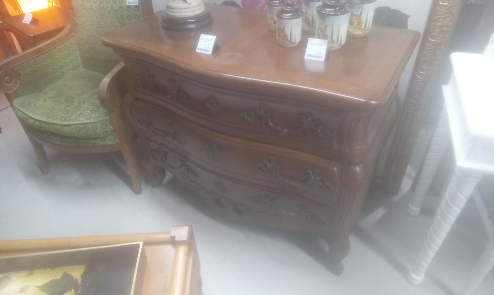 COMMODE RUSTIQUE STYLE LOUIS XIV 3 TIROIRS PLATEAU EN L'ETAT