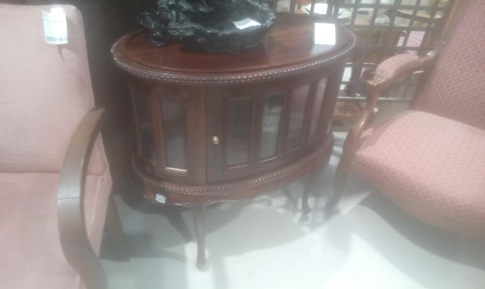 DESSERTE TECK MASSIF AVEC 2 PORTE VITREE