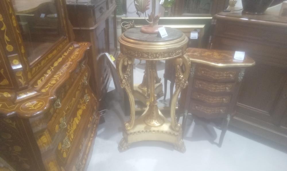 GUERIDON DORE +MARBRE VERT GM