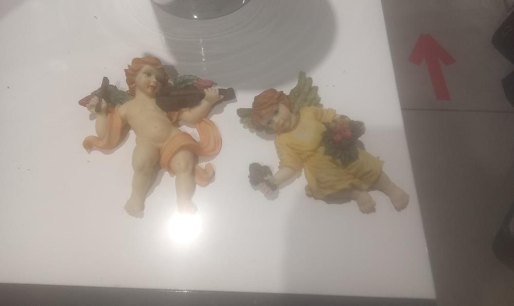 PAIRE D'ANGE MURAL EN RESINE PM