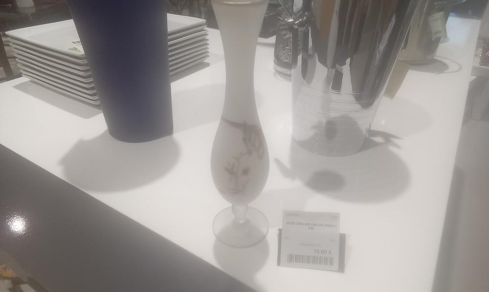 VASE OPALINE DECOR OISEAU PM