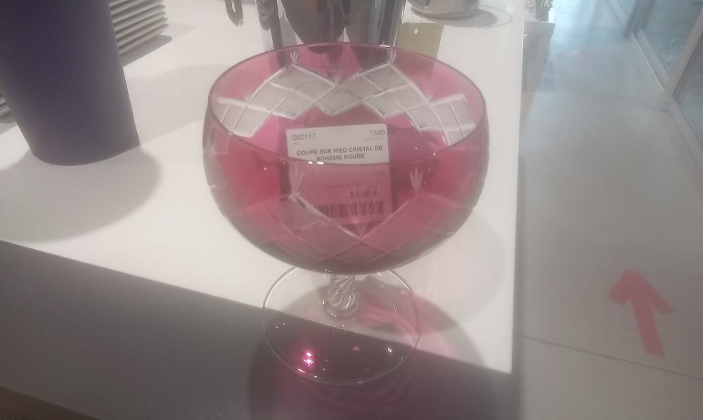 COUPE SUR PIED CRISTAL DE BOHEME ROUGE