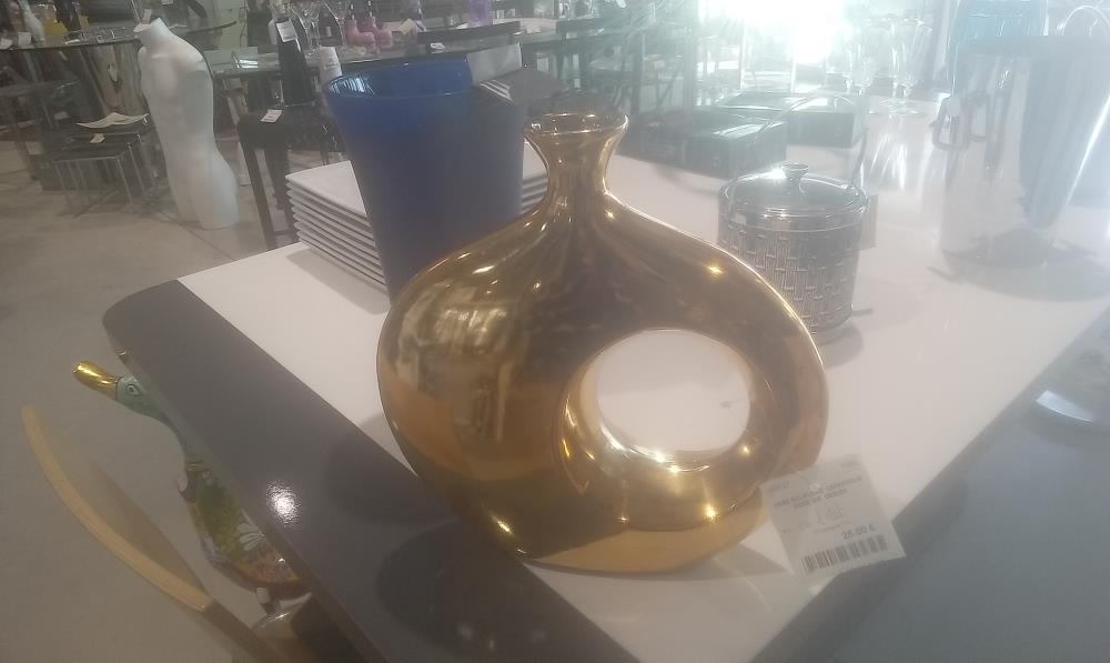 VASE SOLIFLORE  CERAMIQUE DORE GM  DESIGN