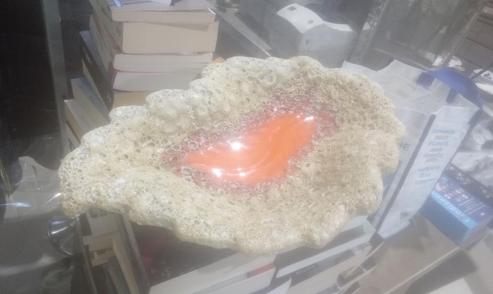 VIDE POCHE CERAMIQUE ECUME ET CENTRE ORANGE