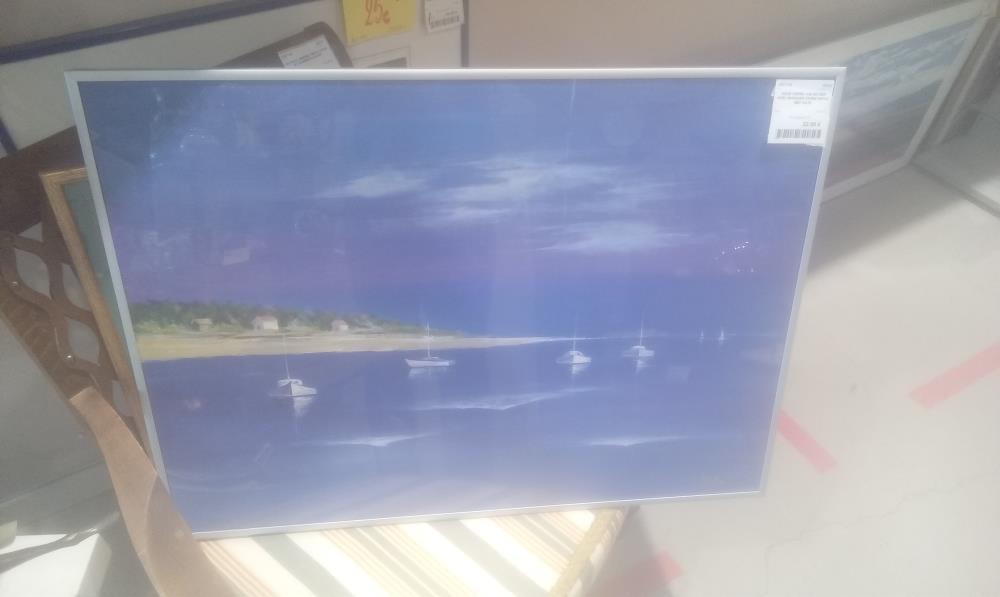 SOUS VERRE VUE DE MER AVEC BARQUES CADRE METAL SBD VALRI