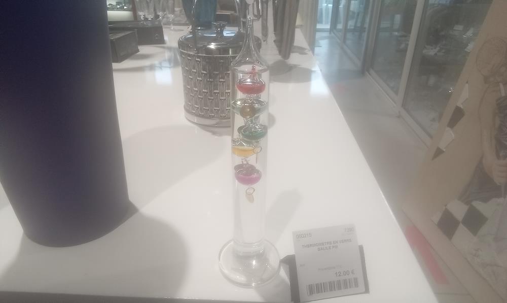 THERMOMETRE EN VERRE GALILE PM