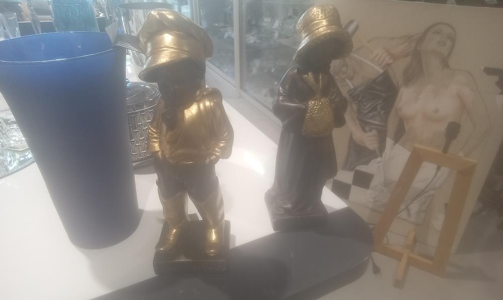 COUPLE GAVROCHE CERAMIQUE NOIRE ET DORE