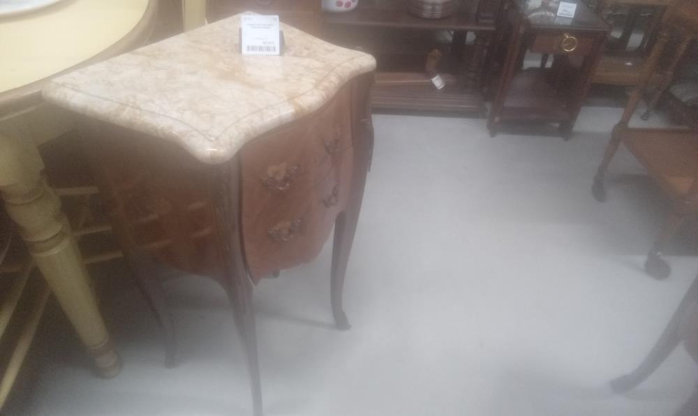 CHEVET BOIS DE ROSE 2 TIROIRS+MARBRE