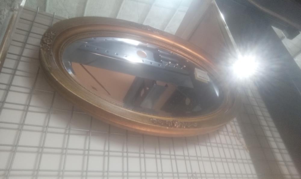 MIROIR DORE ART DECO GLACE BISEAUTE GM EN L'ETAT