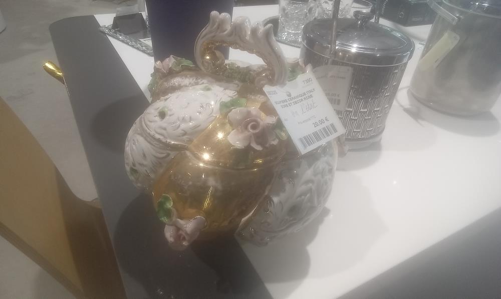 SOUPIERE CERAMIQUE ITALY DORE ET DECOR ROSE