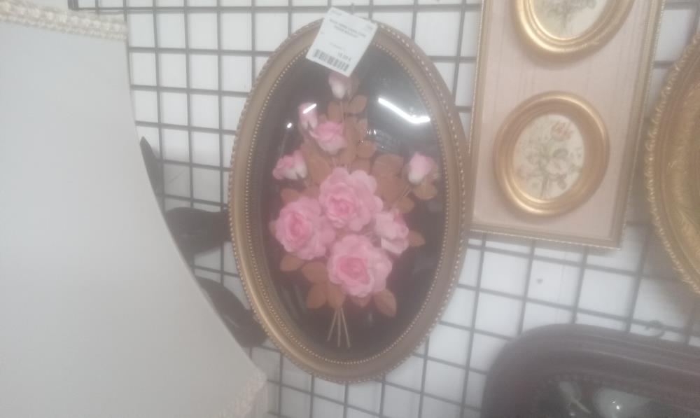 SOUS VERRE CADRE DORE RESINE BOUQUET