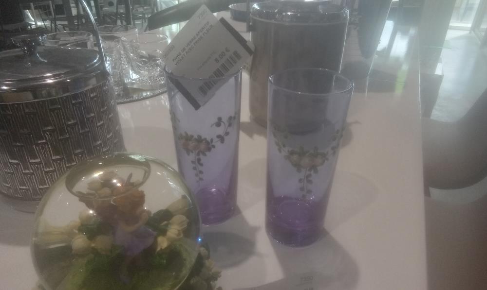 PAIRE DE VERRE APERITIF VIOLET AVEC FRISE FLEUR